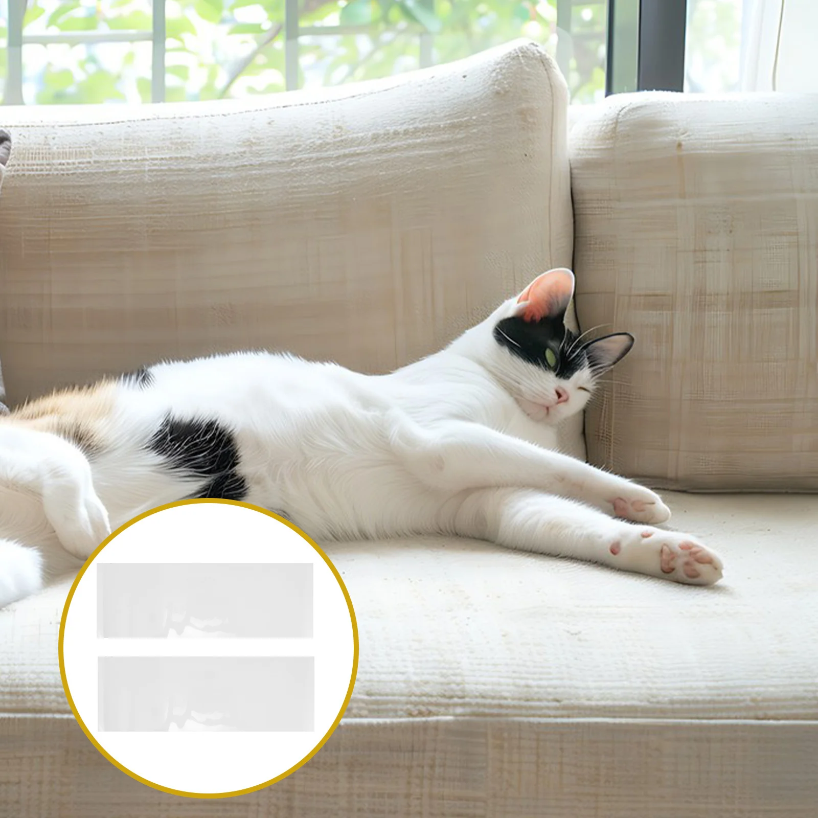 

4Pcs Self Adhesive PVC Cat Scratch Tape Protector for Sofa Furniture Walls Corners Couch Scratch Deterrent Sticker