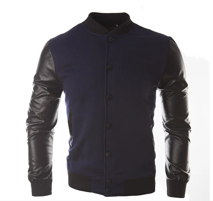 Mens Patchwork Jacket Foreign Trade Big Pocket Baseball Shirt Autumn Winter Coat Vintage Streetwear Fashion - view 5