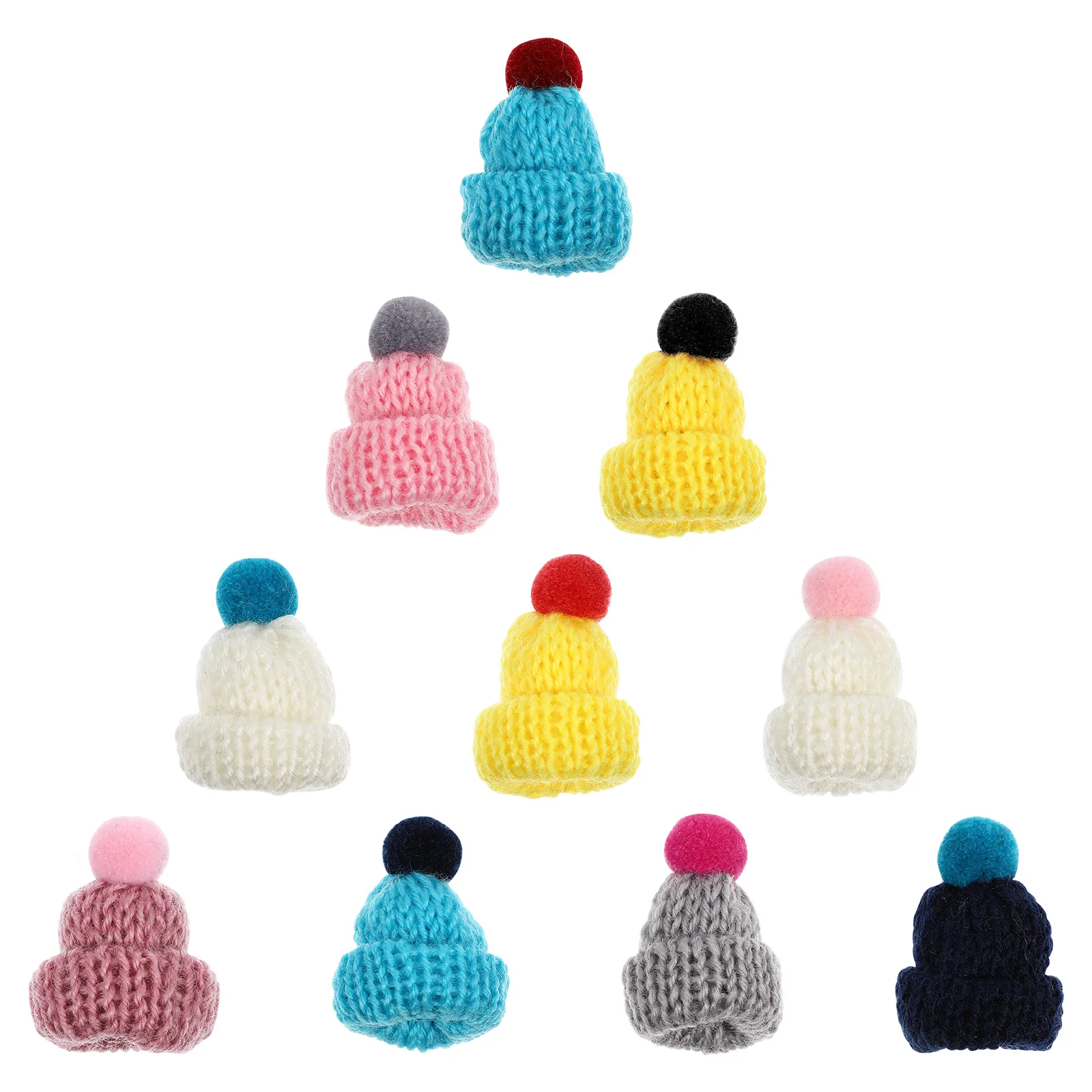 10pcs Decorative Knitted Hats Mini Wool Hats DIY Craft Hat Ornaments DIY Mini Knitting Hat (Mixed Color)