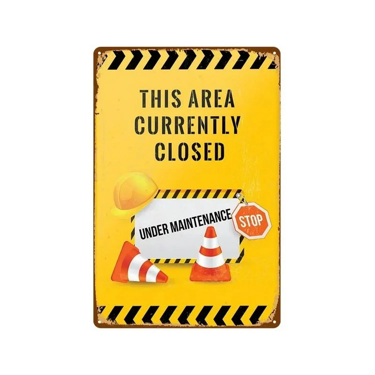 1Pc Retro Metal Sign Attention Poster Art Decor Painting Prohibits Approaching Dangerous Construction Areas Aluminum