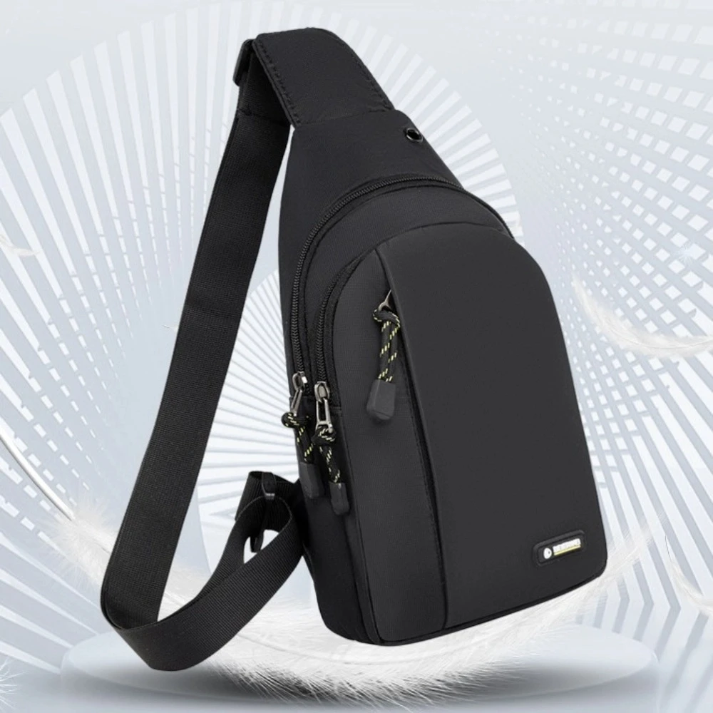 

Waterproof Men Crossbody Bag Large Capacity with Headphone Jack Men Chest Bag Messenger Bag Oxford Cloth Chest Pack