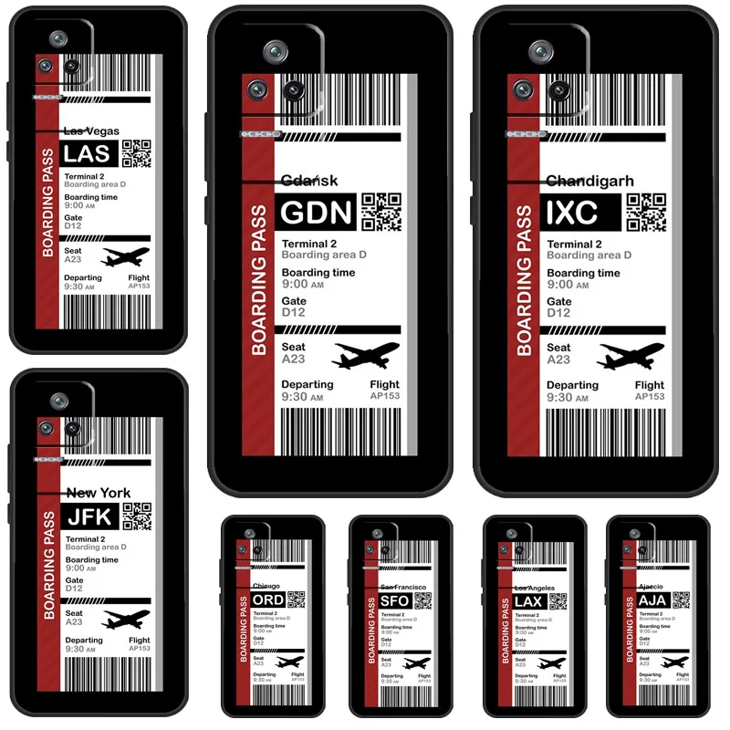 Boarding Pass Flight Ticket Case For Xiaomi 13 14 13T Pro 11T 12T 12 Lite POCO X6 Pro X3 X4 X5 M6 Pro M5s F3 F5 Cover