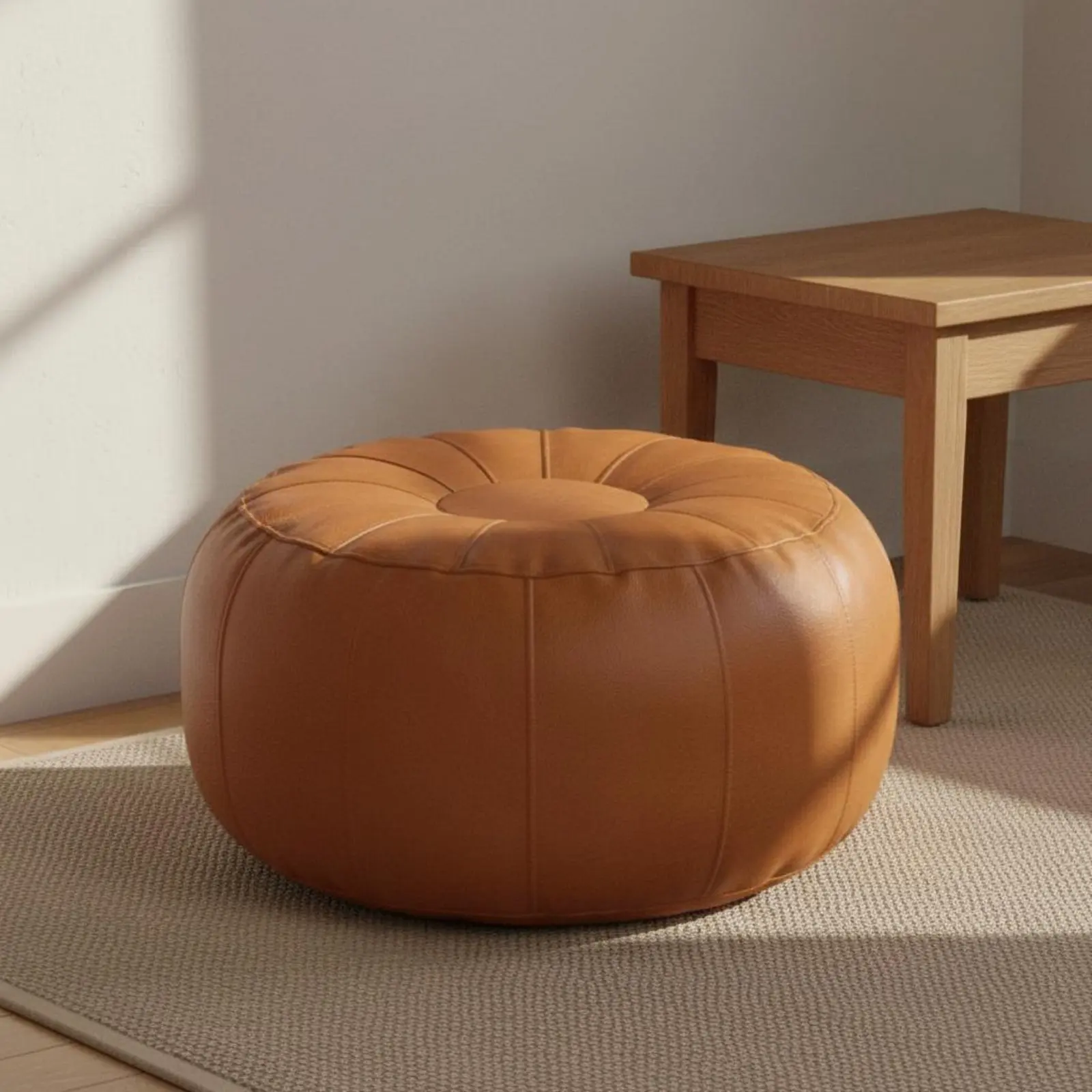 Unstuffed Pouf Cover Multi-Functional Pumpkin Shaped Floor Pillow Footstool Long-Lasting Home Furniture Stable for Kindergarten