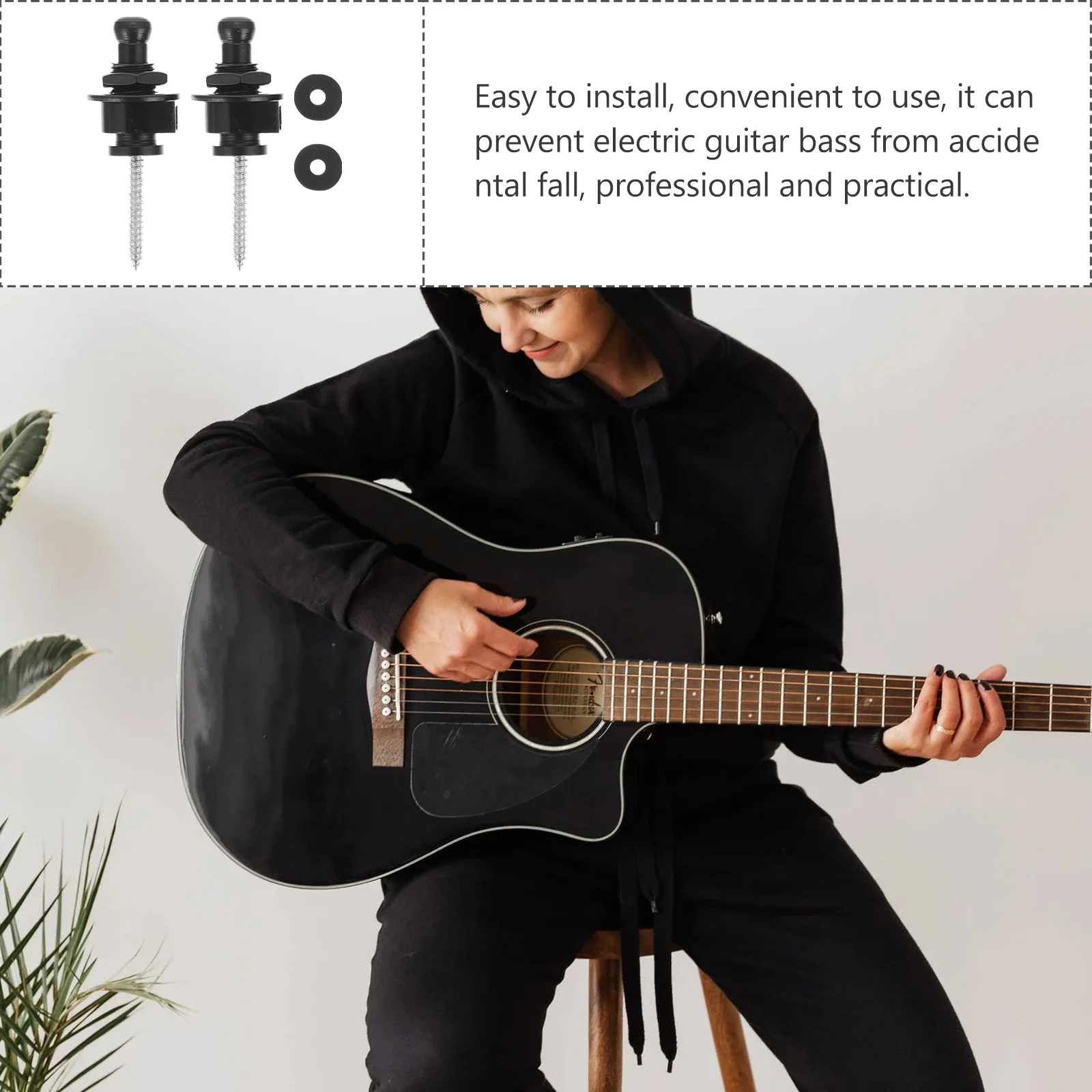 

2 Pcs Guitar Strap Buckle Button Locks for Electric Acoustic Watch Straps Belt Buttons Bass with