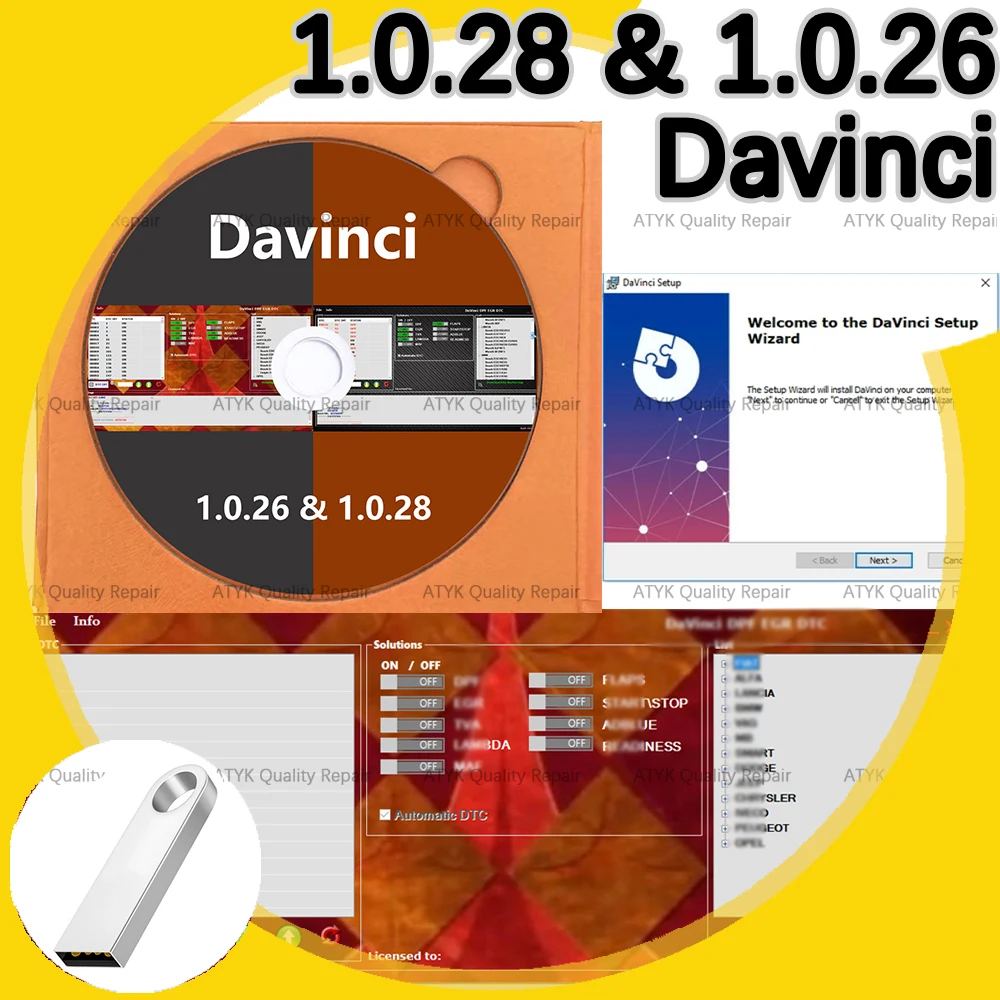 

Davinci 1.0.28 1026 for KESS KTAG software ECU chip programming tool inspection tools obd2 scanner tuning Repair interface cars