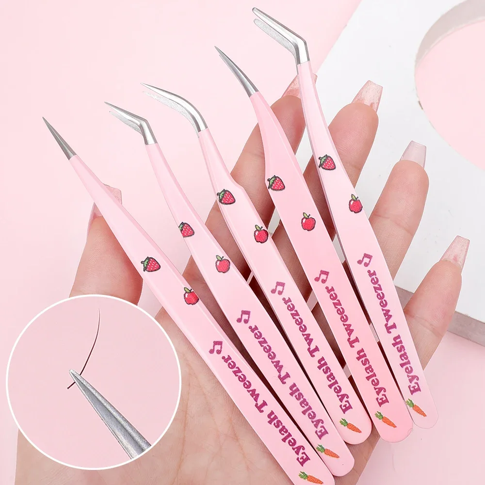 1-6 Stück multifunktion ale Wimpern pinzette Wimpern verlängerung hilft Edelstahl anti statisch gebogene Streifen Wimpern Pinzette Make-up-Tool