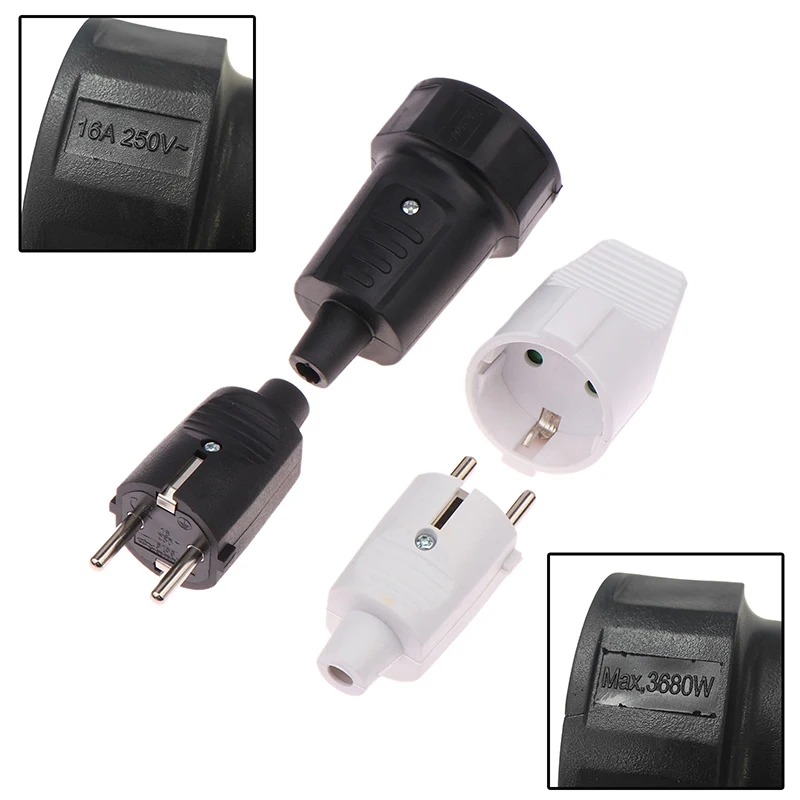 1 pieza DIY accesorios 250v 16a enchufe de la UE Cable de alimentación Cable enchufe macho hembra montaje conector receptáculo