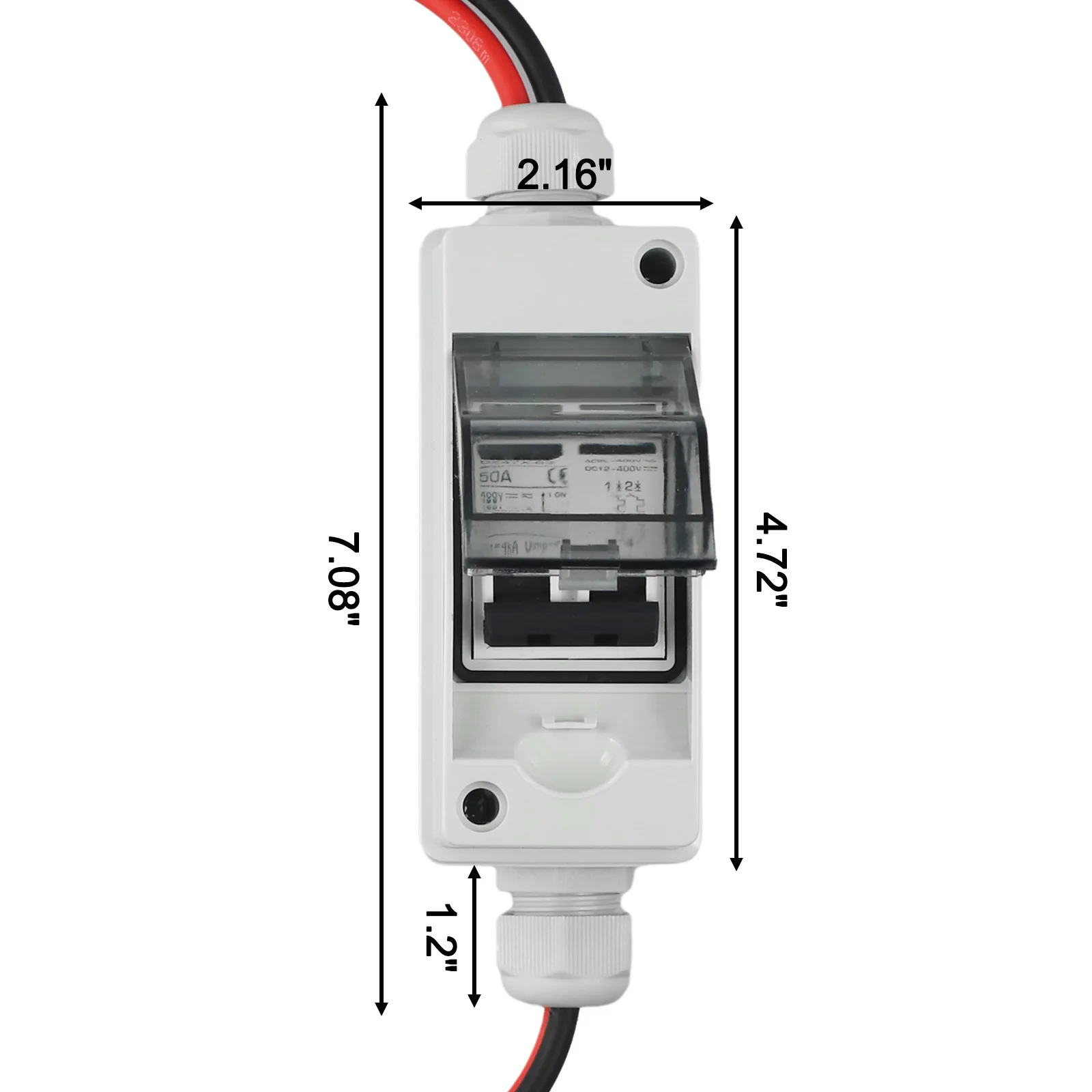 Outdoor Use DC Circuit Breaker Box IP65 Waterproof Switch Positive And Negative Poles Protection Transparent Cover