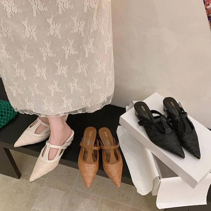 

Женские туфли на высоком каблуке с острым носком, модные новые мюли 2026 года, дизайнерские сексуальные сандалии, элегантные летние туфли-лодочки для вечеринок, Zapatos