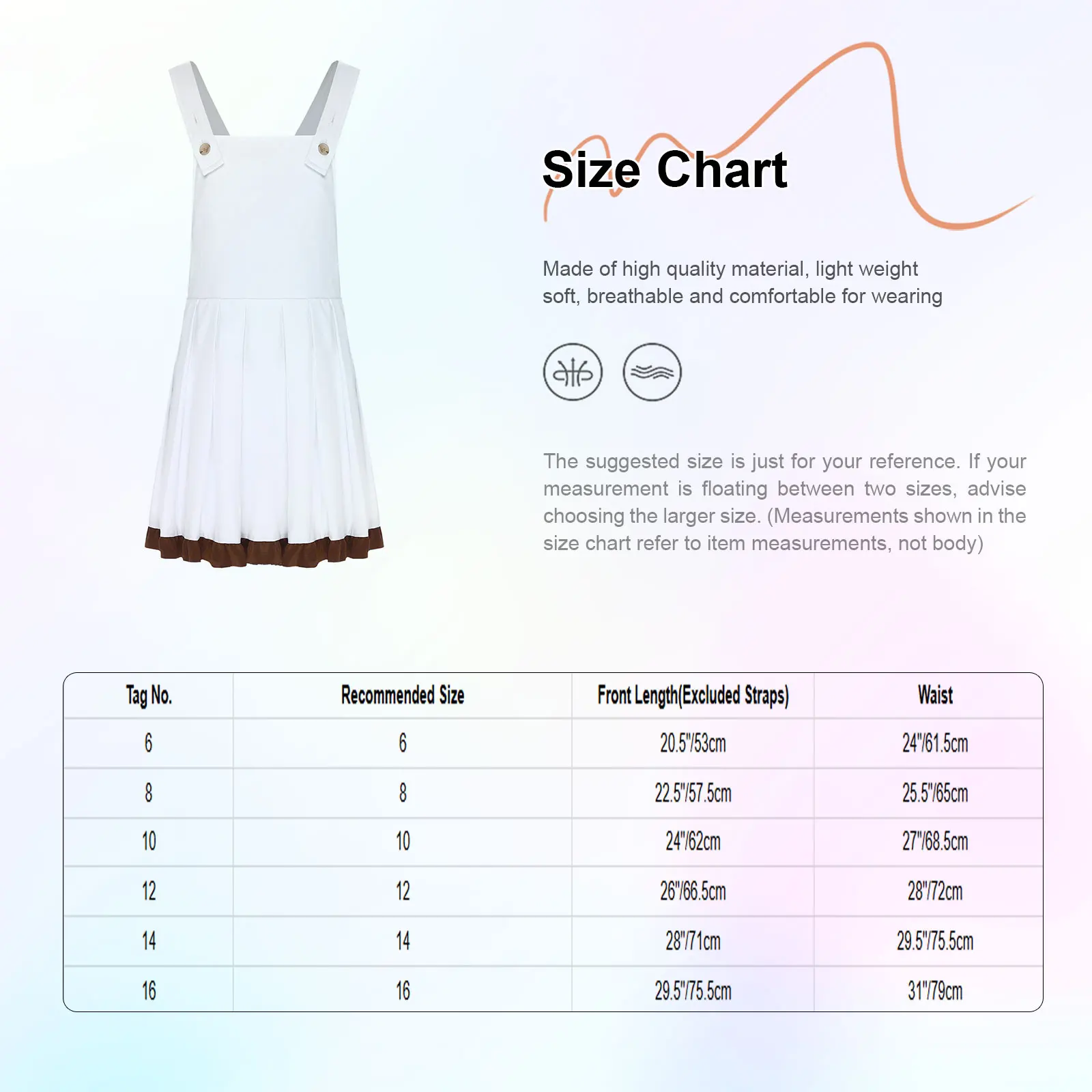 

Girls Factory Worker Maid Cosplay Costume Praise Worship Robe Sleeveless Cross Front Pleated Dress for Halloween Theme Party