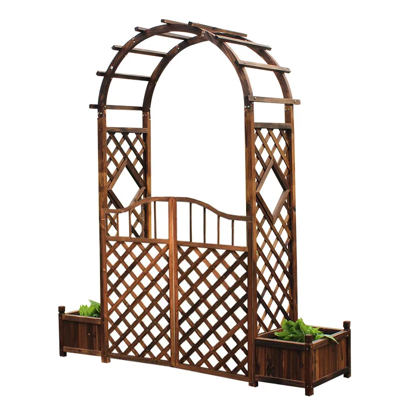 

Arch flower stand, climbing vine stand, preservative wood courtyard decorative door garden fence fence grid door