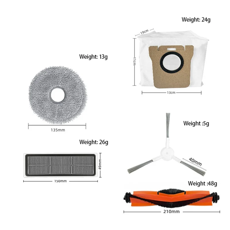 Аксессуары для робота-пылесоса Dreame W20pro Ultra, основная боковая щетка, ткань для швабры, фильтр Hepa-A58E