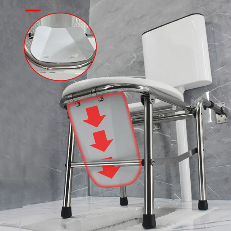 Stainless steel punching-free toilet chair for the elderly and pregnant women and medical squatting for patients with fracture.