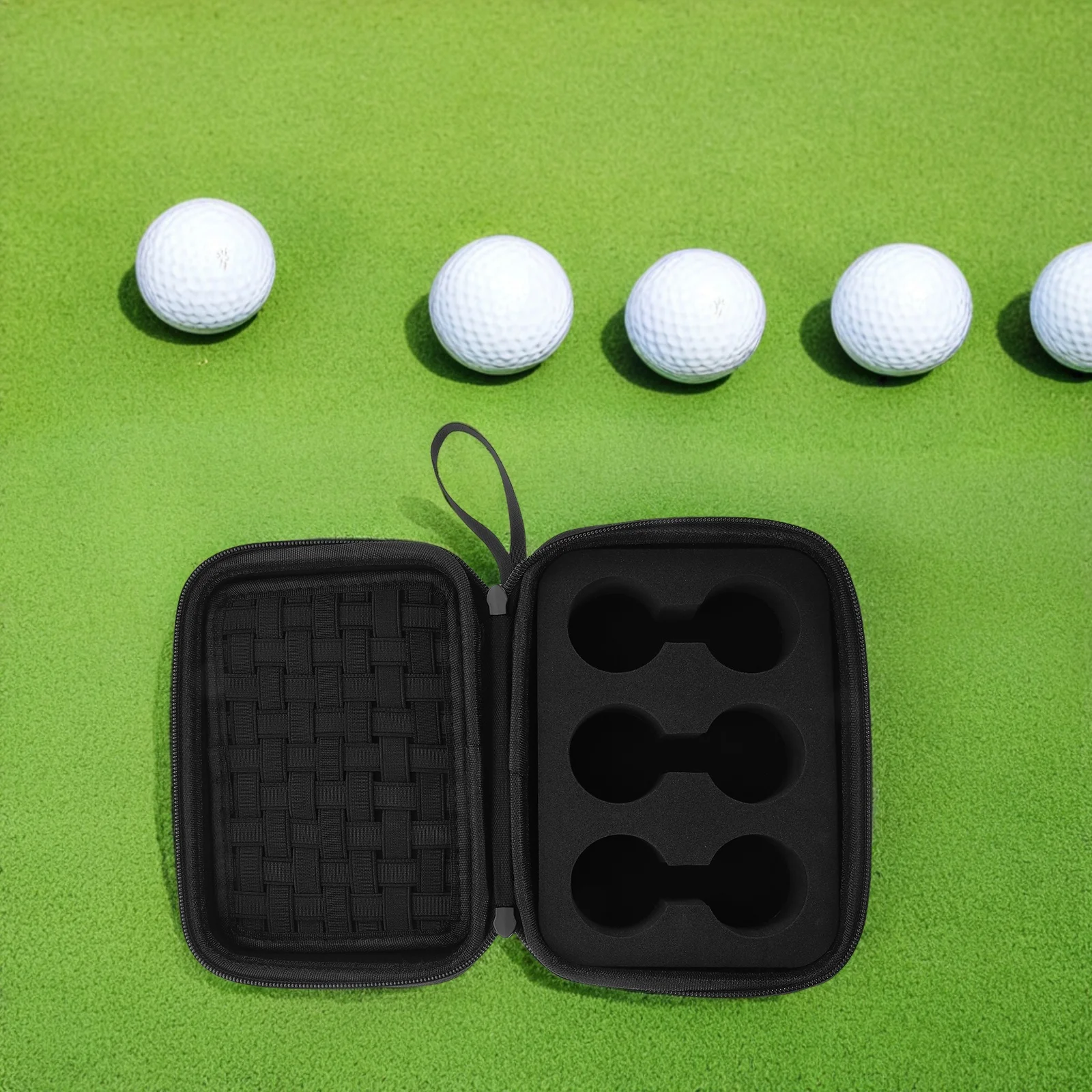 Golf Accessories Bag 6 Ball Capacity Eva Hard Shell Portable Organizer Protective Case for Outdoor Course Use Heat-Pressed