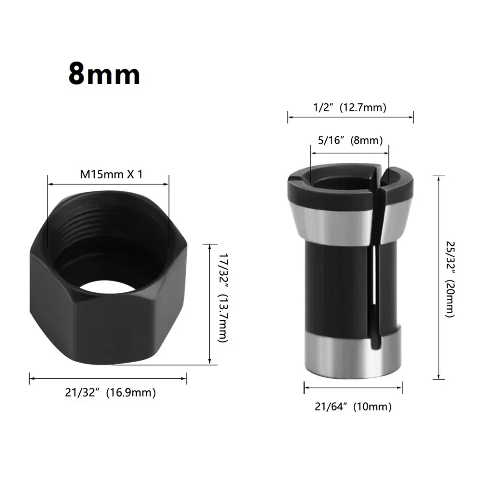 M15 Screw Nut Electric Router Milling Cutter 6/6.35/8mm Collet Chuck Accessories For Trimming Engraving Machines Chuck Conversio