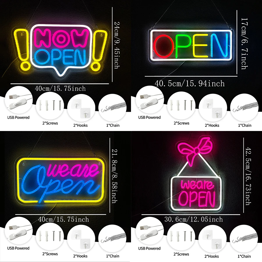 壁飾り用ネオンサイン「Now Open」、カフェ、レストラン - Restaurant Lighting Decoration のレビューと価格