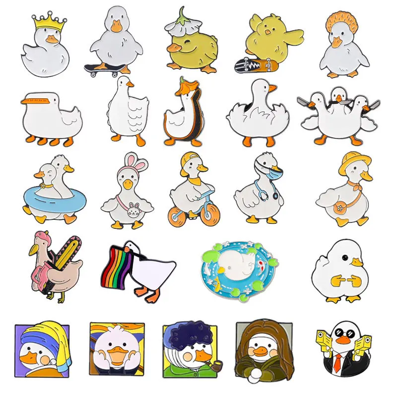 

Little Yellow Duck Collection Enamel Brooch White Goose Cute Animal Metal Badge Backpack Clothing Lapel Pins Souvenir Wholesale