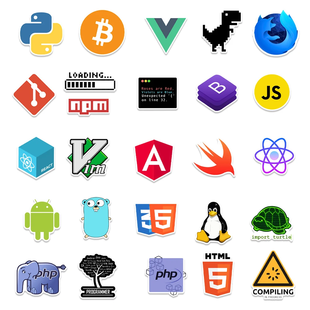 10/30/50pcs Internet Programmering Stickers Geek Php Docker Html Java Cartoon Decals Bagage Telefoon Laptop grappige Graffiti Sticker