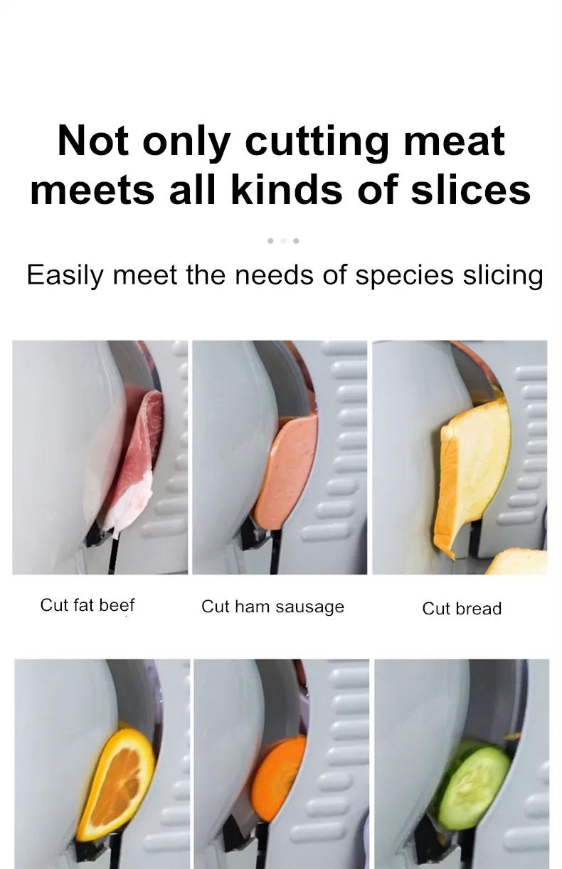220V Elektrische Lebensmittel Slicer Fleisch Lebensmittel Haushalt Desktop Fleisch Slicer Lamm und Rindfleisch Slicer 0-22mm Brot schinken Fleisch Schneiden Maschine – Detail 8