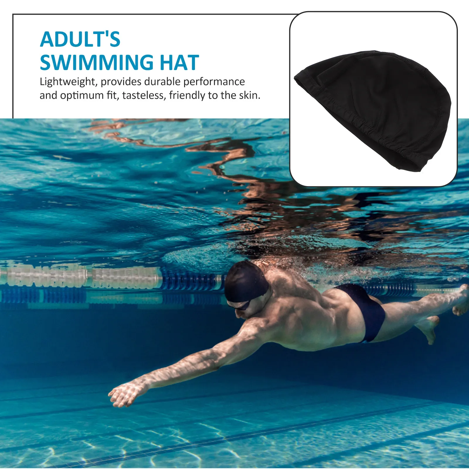 

2 шт. водонепроницаемых полиэстеровых шапочек для плавания для взрослых, легкие и удобные аксессуары для бассейна