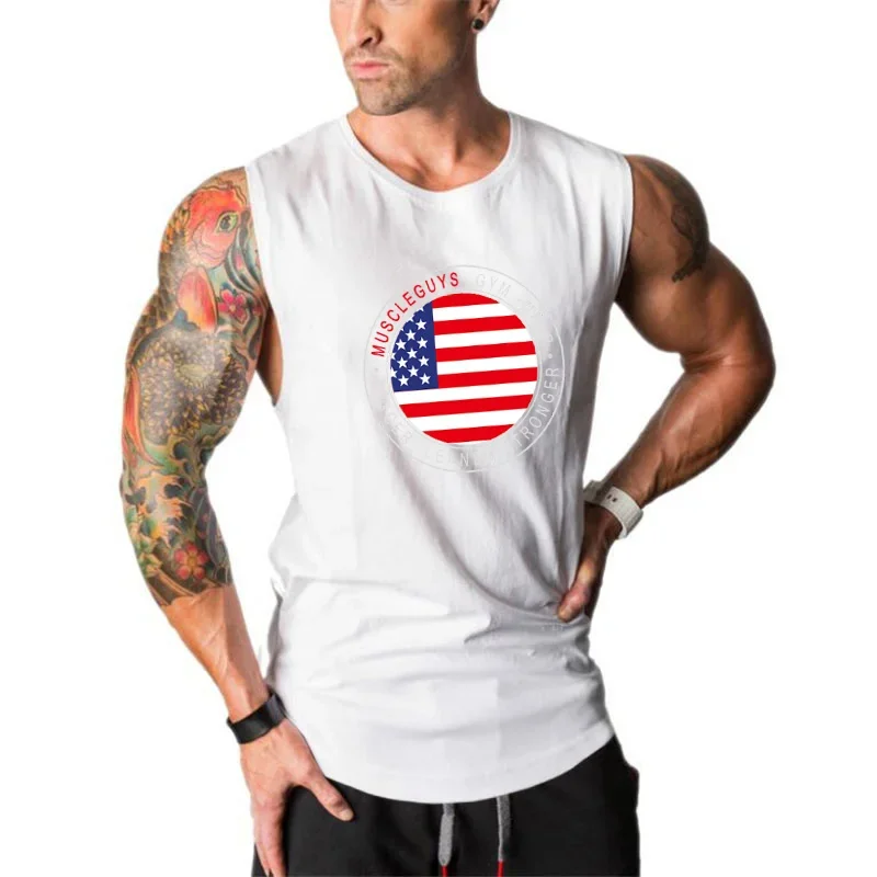 Brand Muscle Workout Gyms Clothing Men Running and Fitness Stringer Tank Top Vest Sportswear Singlets Sleeveless Undershirt