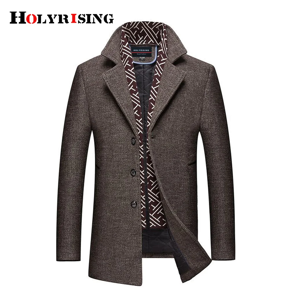 Casual Mens Wool Blend Jackets abrigo hombre Winter For Male Overcoat holyrising #18160