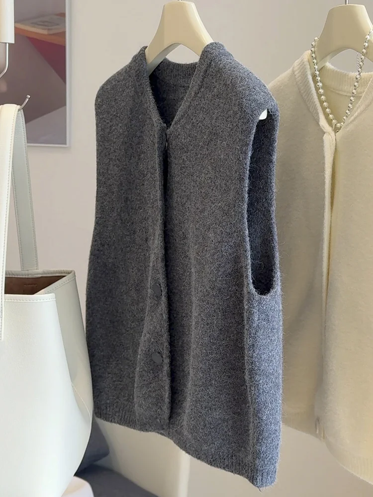 خريف شتاء جديد سترة سترة المرأة واحدة الصدر محبوك سترة المرأة فضفاضة أكمام سترة ناعمة صدرية سترة الإناث