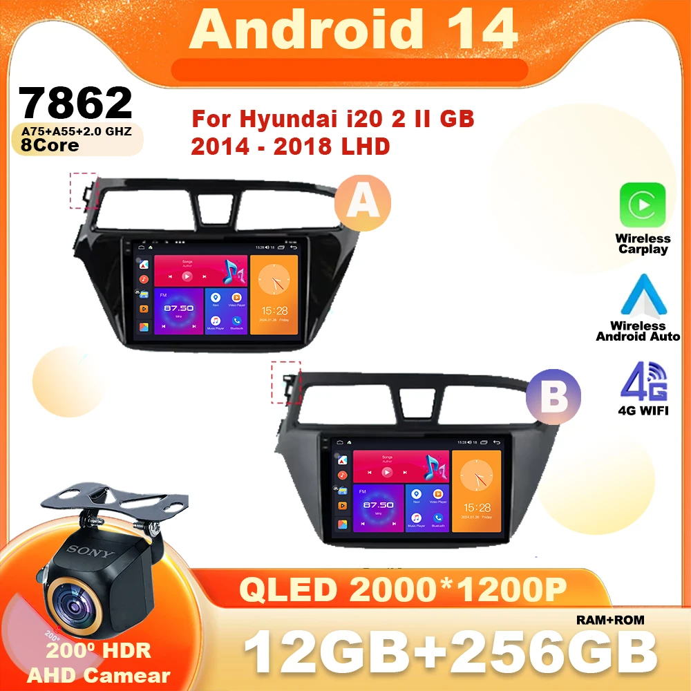 Android 14 For Hyundai i20 2 II GB 2014 - 2018 Car Radio Monitor Screen BT Multimedia Navigation Stereo Radio GPS Video Player