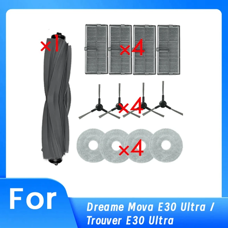 13 Stuks Voor Dreame Mova E30 Ultra/Trouver E30 Ultra Vegen Robot Cleaner Onderdelen Vervanging Belangrijkste Zijborstel mop Filter Set