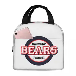 Doosan Bears Insulated Lunch Bag High Capacity Baseball Team Sport Lover Meal Container Cooler Bag Lunch Box Tote Work Girl Boy