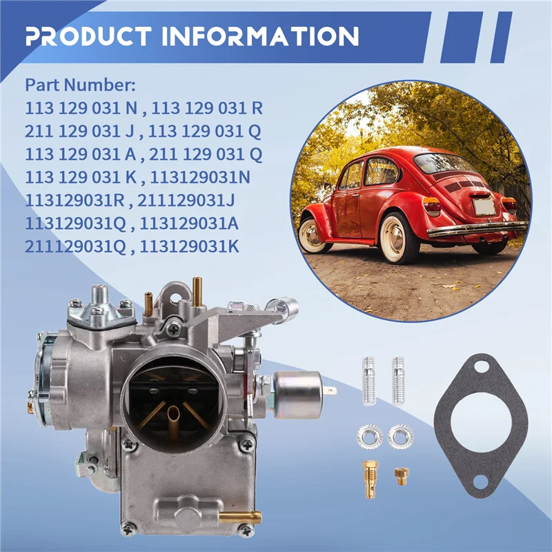 Карбюратор 113129031K 98-1289-B 34PICT-3 1600Cc двухпортовый автоматический дроссель двигателя для VW Beetle Super Beetle 1971-1979 гг.
