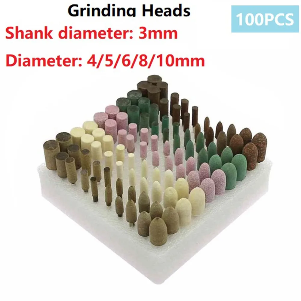 Buff Clean Wheel Nail Grinding 100 Pieces 3mm Shank Electric Grinder Kit Set Wool Grinding Head For Rotary Tool