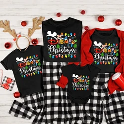 New Disney Christmas T-shirts Cotton Matching Dad Mom Kids T Shirt Baby Romper Funny Disney Xmas Party Shirt Family Look Outfits