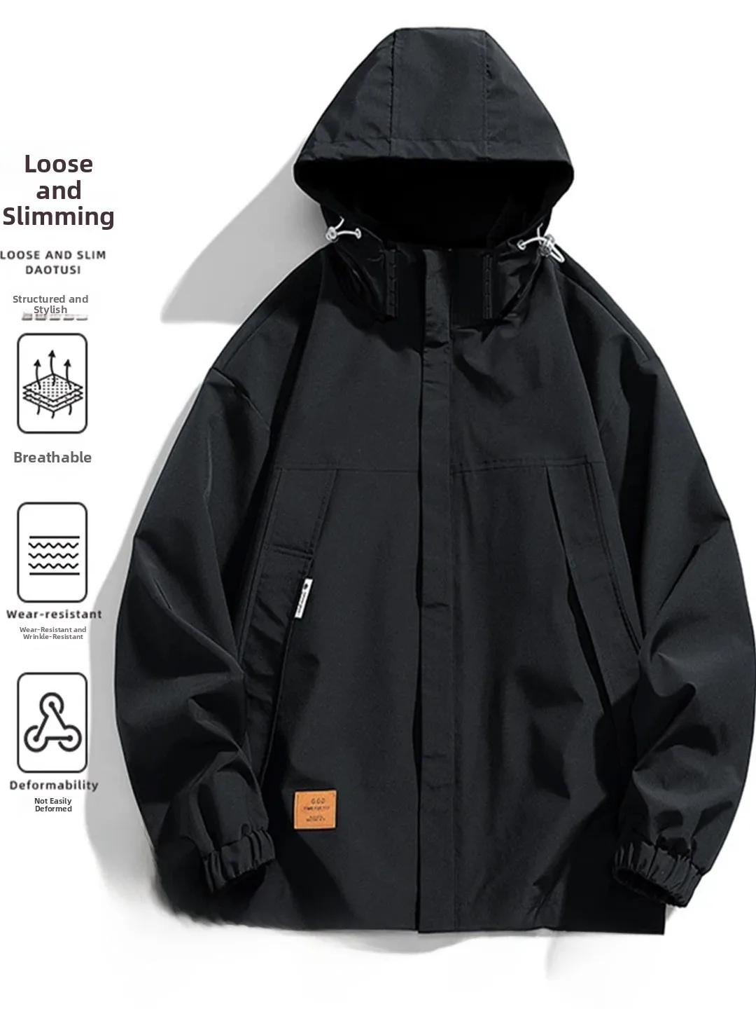 

Men's Pilot Jaet Outdoor Functional Hooded Windbreaker Thiened Fce Autumn Winter Workwear Coat with Zipper Closure Lon...