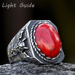 2023 New 316L Stainless Steel viking raven Turkish Stone Ring CZ Ring For Men High Quality Zircon Jewelry for Gift free shipping