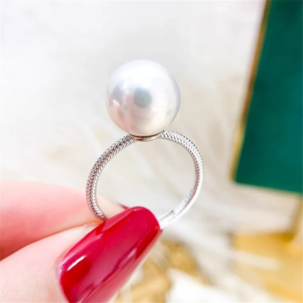 

DIY Pearl Ring Accessories S925 Sterling Silver Ring Empty Holder Fashionable Gold Silver Jewelry Holder Fit 7-14mm Circle Z053