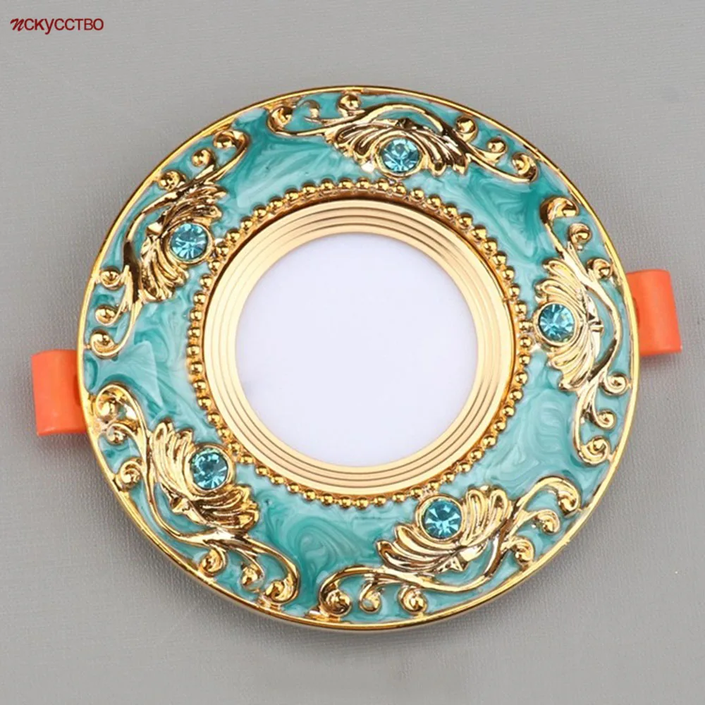 

European Style Sapphire Ruby Resin Round Led Ceiling Lamp Indoor Recessed Down Light Fixtures For Living Room Aisle 220V 10W 7W