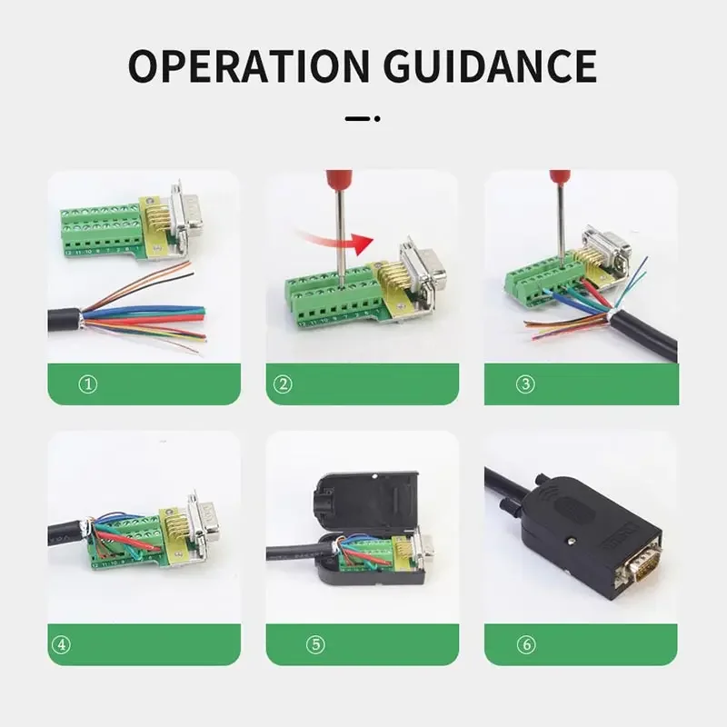 DB15 Solder-free VGA Connector Male Female HDB15-pin Plug Industrial Grade VGA 15 Pin 3+9 Computer Monitor Projector Connector