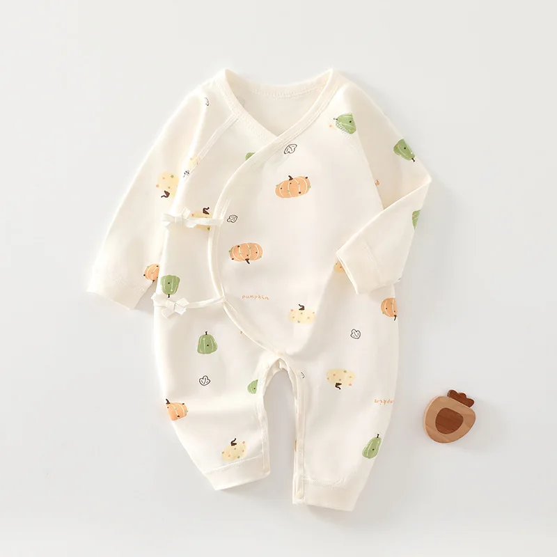 AYNIGIELL Newborn Baby Jumpsuit for Spring and Autumn Seasons Cute Baby Pure Cotton Long Sleeved Boneless Crawling Clothes