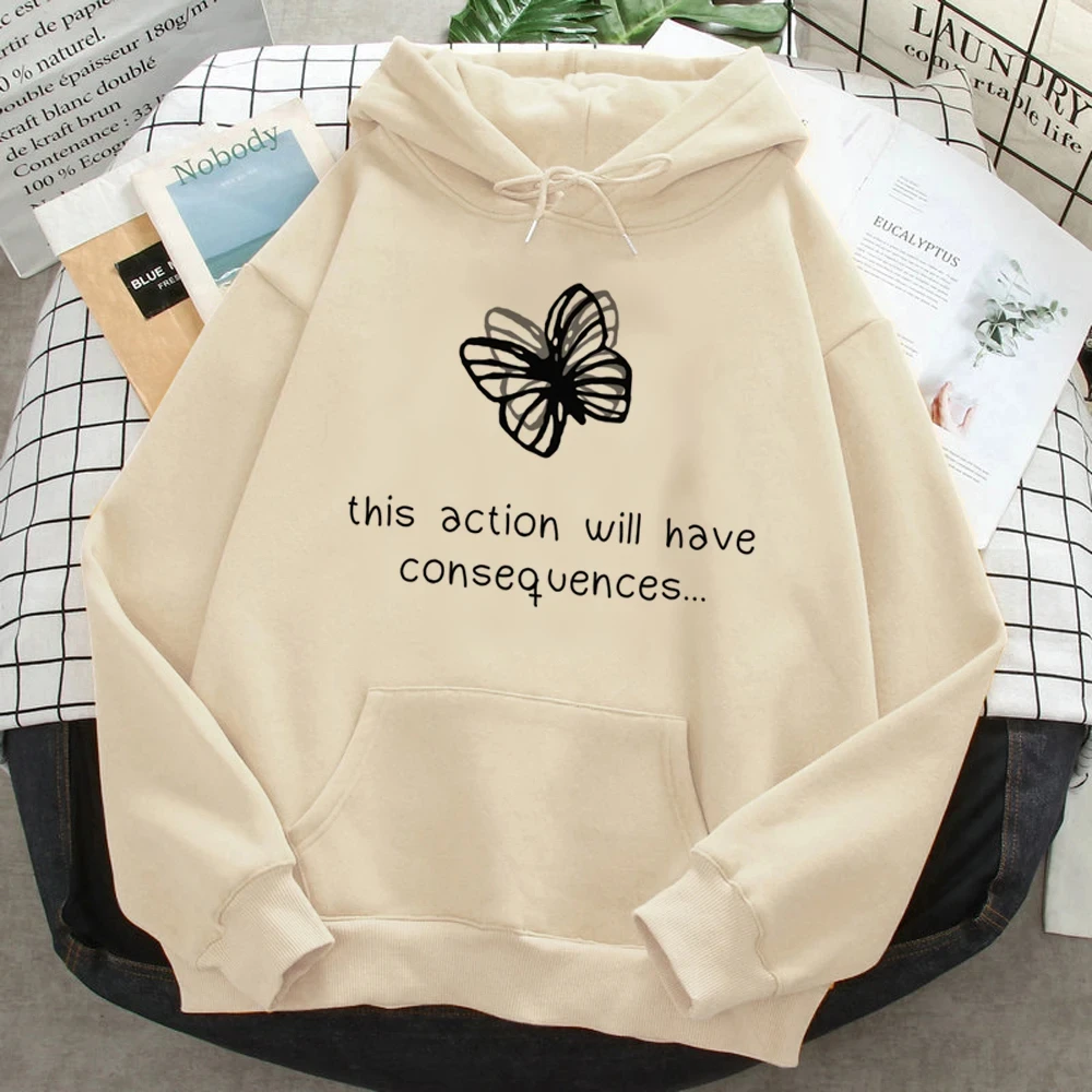 New Life Is Strange Hoodie for Women Kawaii Japanese Wool Sweatshirt Pulling Women's Street Wear Casual Sports Butterfly Pattern