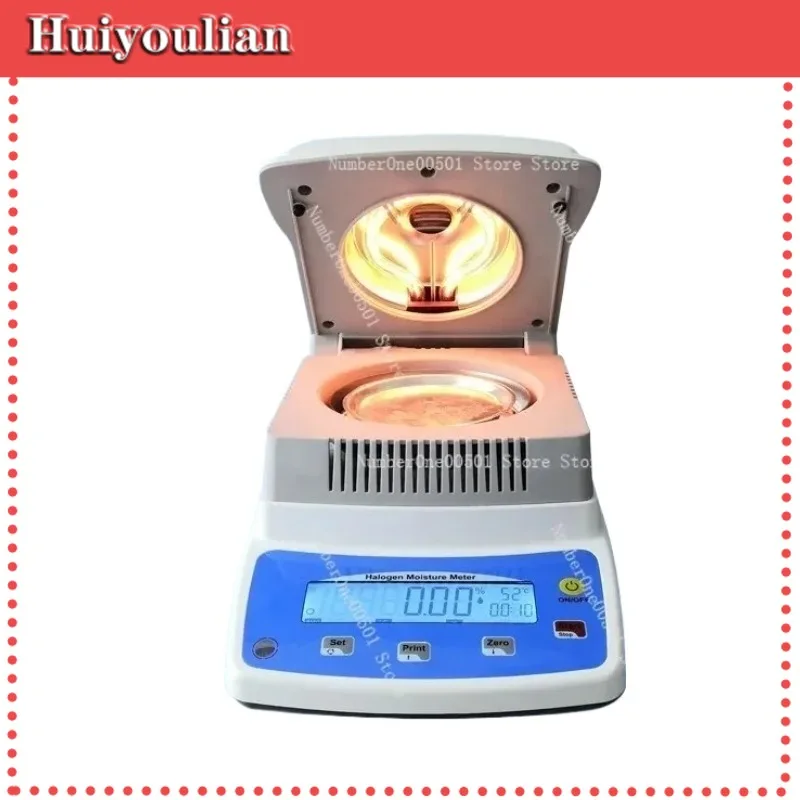 Halogen Moisture Analyzer Fast Water Content Tester for Grain Tea Animal Feed Food Material Drying Loss Method