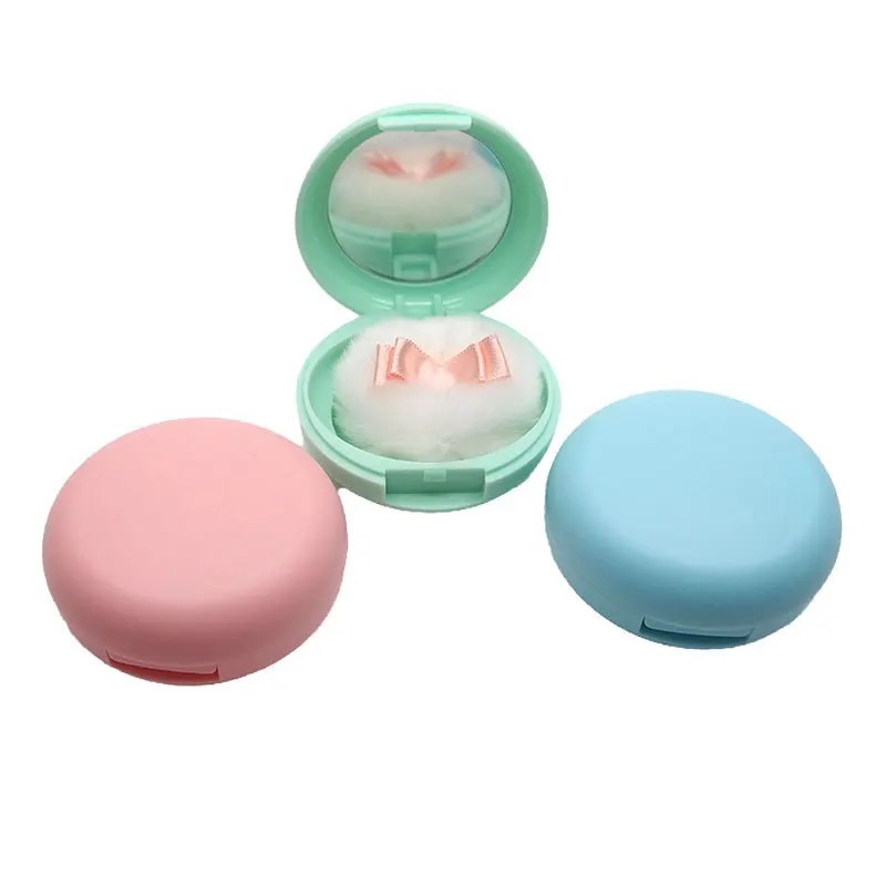 100pcs Portable Plastic Powder Box Empty Container with Mirror Cosmetic Jar Travel Makeup Container