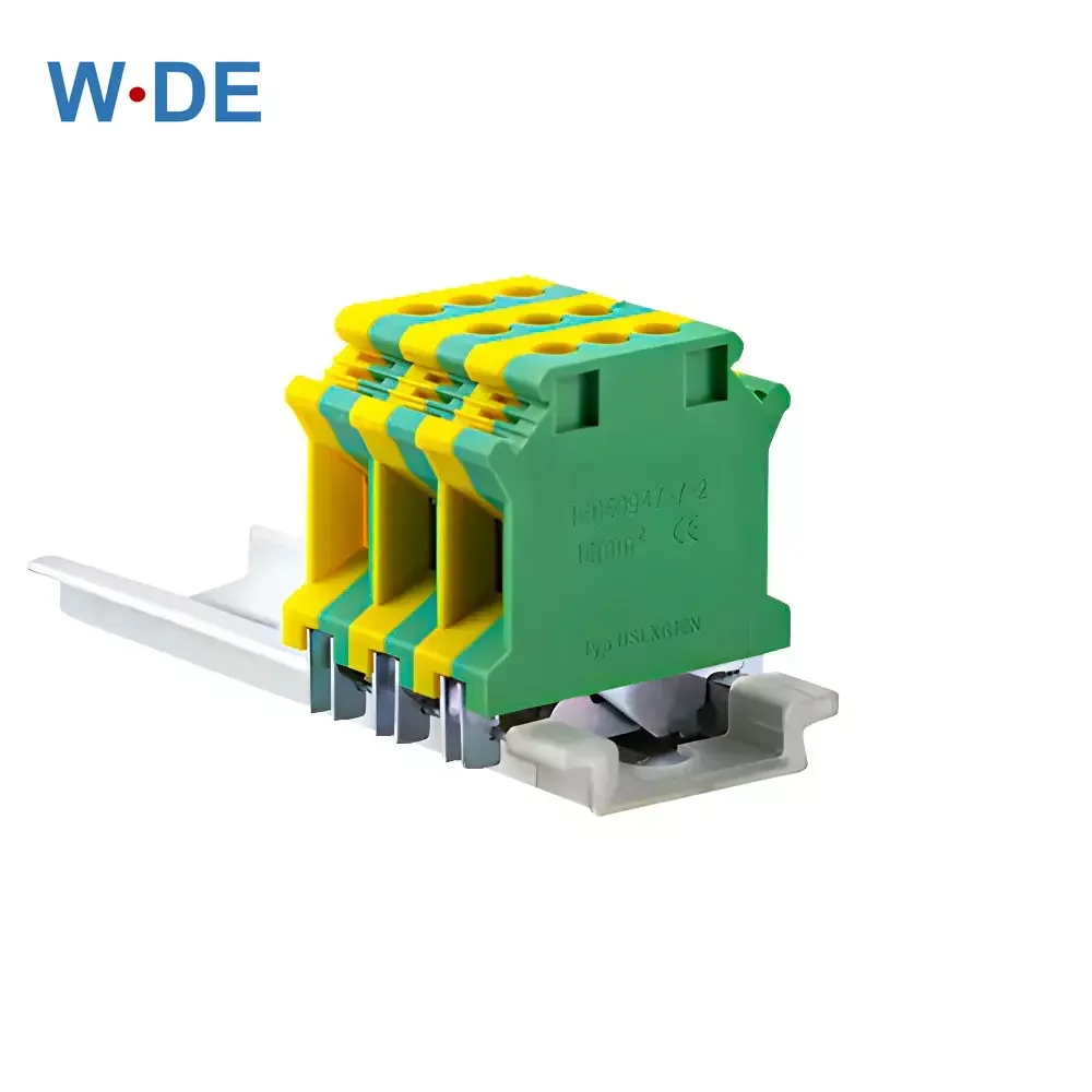 

PE Din Rail Terminal Blocks Ground UISLKG-16 Universal Class Connector Screw Terminal Blocks UISLKG16 10PCS