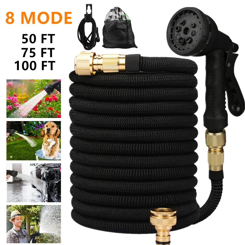 Manguera de agua de jardín, conector de Metal doble expandible, carrete de Pvc de alta presión, tubos de agua mágicos para riego de granja y jardín, lavado de coches