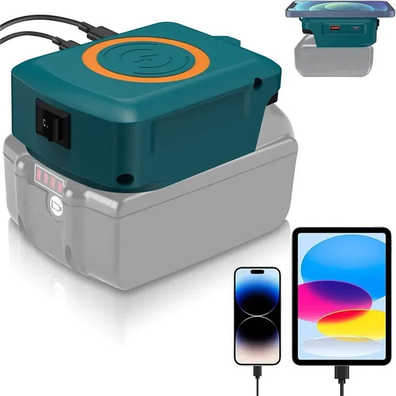 Y14A شاحن الهاتف الخليوي اللاسلكي محول بطارية ليثيوم لبطارية 18 فولت مع USB-C 2.1A شحن سريع