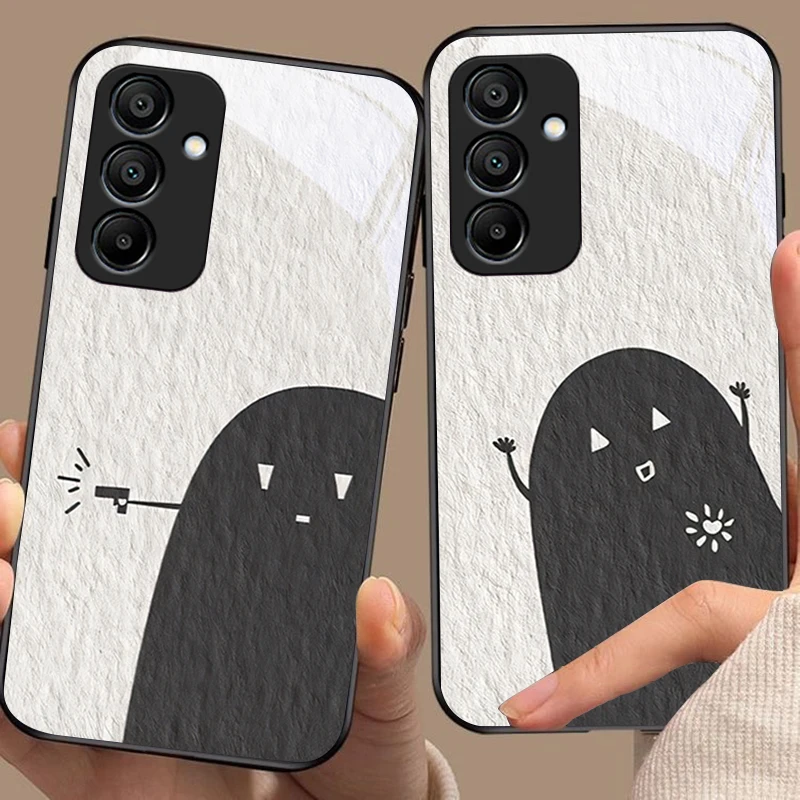 

Love Black And White For Samsung Galaxy A15 5G 54 4G 51 50 24 35 90 71 12 51 53 52S 80 22 34 Black Tempered Glass Phone Case