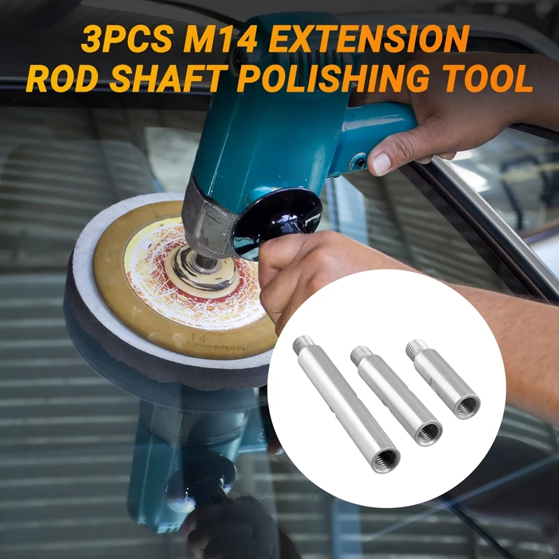 3PCS M14 Extension Rod Shaft Polishing Tool For M14 Thread Water Grinder 125 Angle Grinder Polishing Set