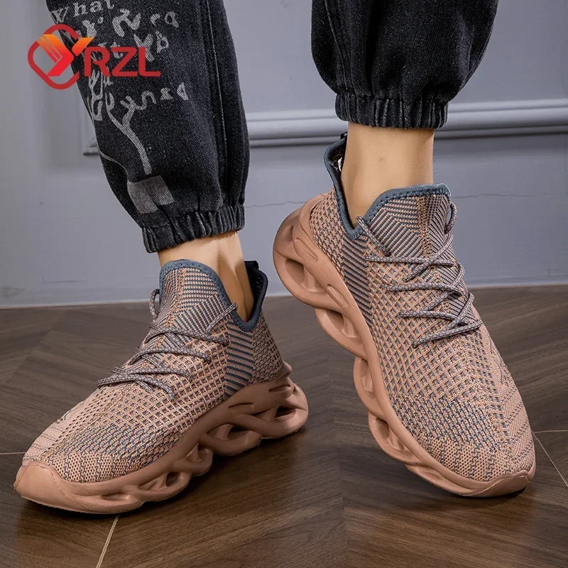 Yrzl Heren Sport Hardloop Zwarte Joggingschoenen Casual Sneakers Bruin Outdoor Ademende Mesh Lichtgewicht Schokabsorptie Schoenen Heren