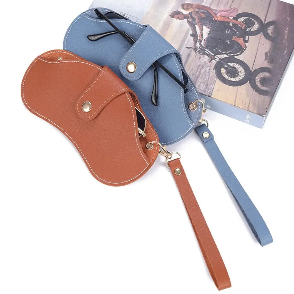 

Eyewear Protector Hanging Neck Sunglasses Case With Buckle Spectacle Case PU Leather Glasses Case Wrist Sunglasses Pouch