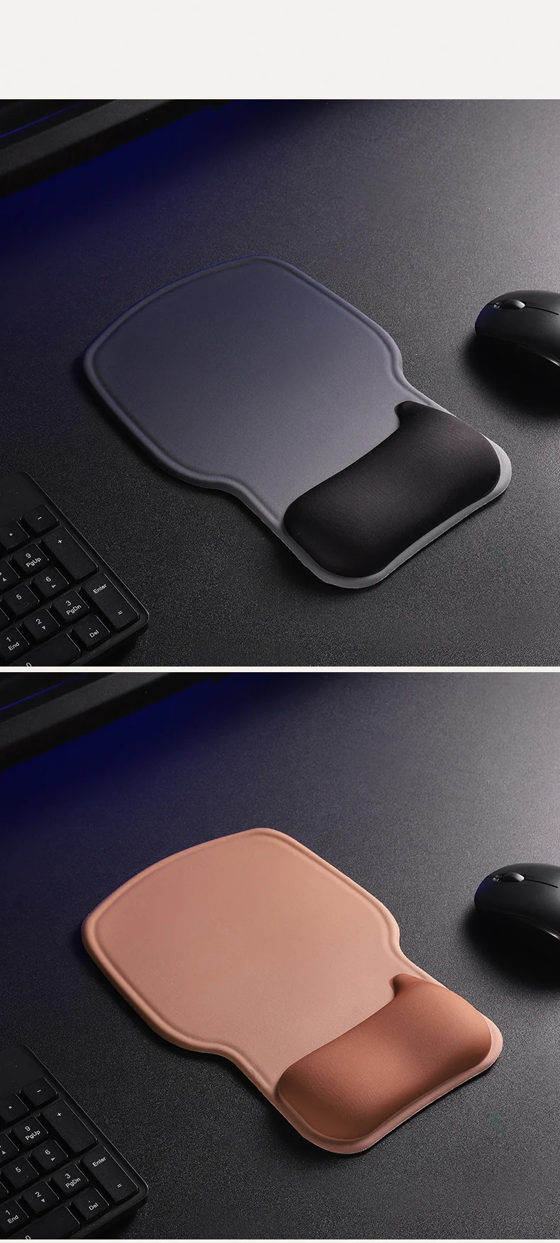 Bogenförmige, verdickte Handgelenkauflage, ergonomische Schreibtischunterlage aus Stoff für Büro und Gaming, 4 edle Farben – Detail 4